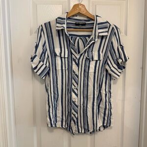 EUC Karl Lagerfeld Striped Button Up Blouse